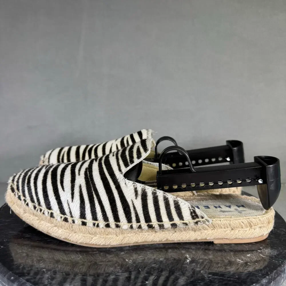 Manebi Zebra Print Calf Hair/Leather Mules Flats Women's Size 37 / 6 US - Picture 1 of 6